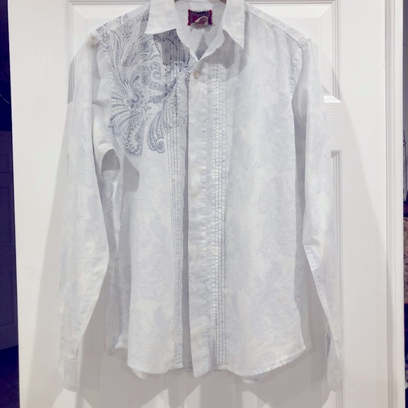 VINTAGE White with print men shirt - Picture 1 of 5